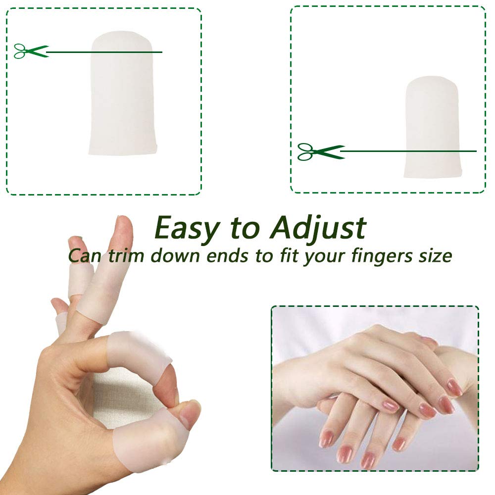 Gel Finger Protectors Finger Caps Silicone Fingertips Protection - Finger Cots Great for Trigger Finger, Finger Arthritis, Finger Cracking and Other Finger Pain Relief (Small)