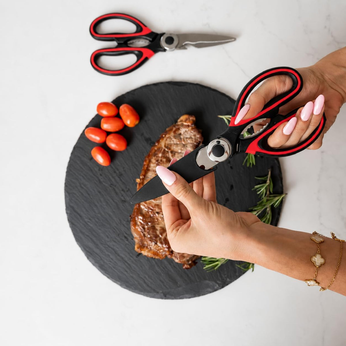 Heavy Duty Kitchen Shears With Sharpener - Lifetime Replacement Warranty* - Multipurpose Stainless Steel Scissors for Food - Sharp Food-Grade Kitchen Scissor for Meat, Seafood, Poultry - 4 Piece Set