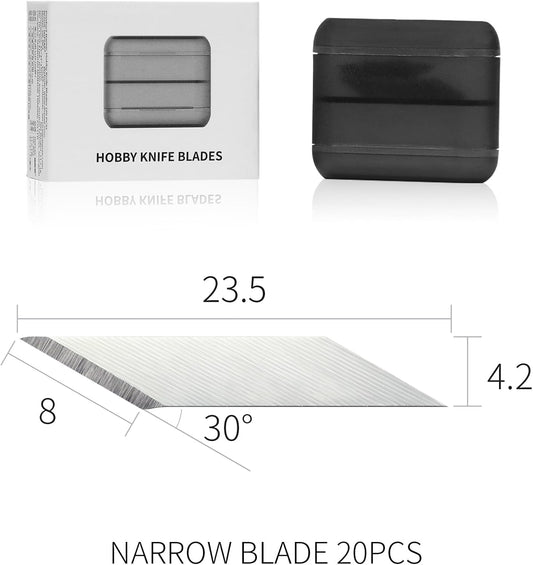 Aluminium Alloy Hobby Knife Set,20 PCS Blades With Storage Case, Broad Blade(DK01) Narrow Blades(DK02) (DK02)