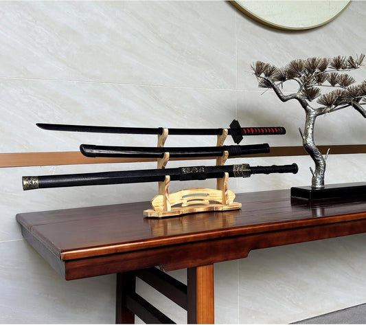 Sword Stand, Sword Holder, Katana Stand, Lightsaber Stand Samurai Sword Stand Rack Display Wall Mounted Hook for Katana Wakizashi Tanto Support All Swords (3 Tiers)