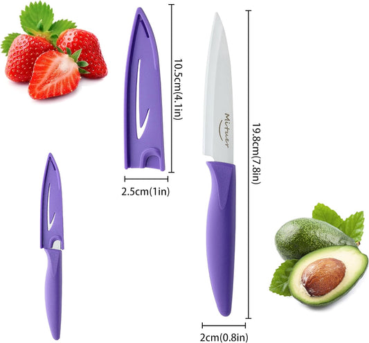 6PCS Paring Knives, Stainless Steel Paring Knife Set with Matched Knife Sheath, 4 Inch Peeling Fruit Vegetable Kitchen Knife, German Steel, PP Plastic Handle