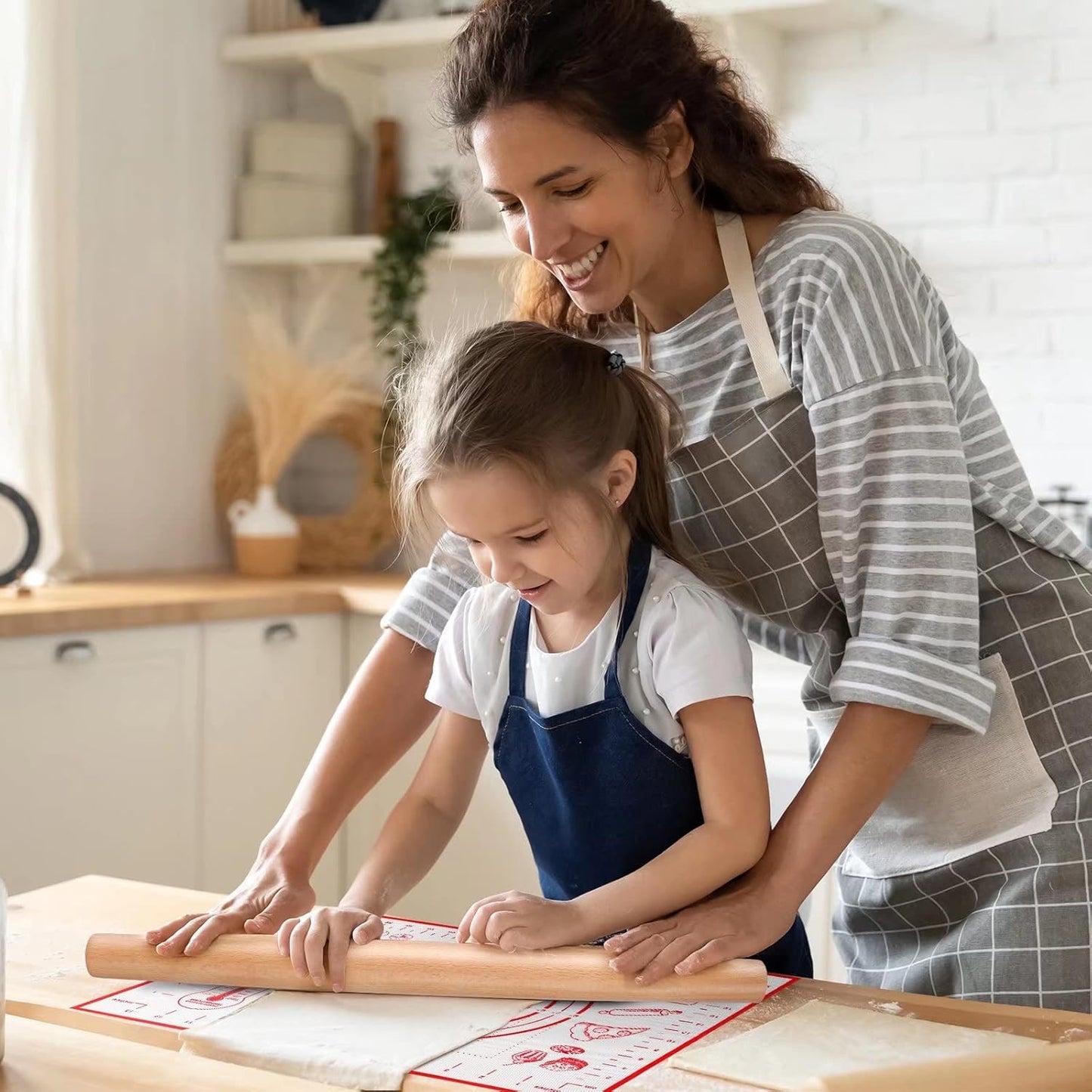Silicone Baking Pastry Mat Large Dough Kneading Sheet for Rolling, 16×24 in | Non-Stick Non-Slip Reusable Kitchen Pad with Measurement Household Baking Essential for Pie Bread Pizza Cookie Fondant Making