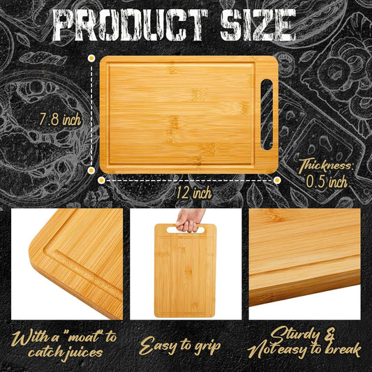 10 Pcs Bulk Wood Cutting Board with Handle 12 x 7.8 Inch Bamboo Wooden Kitchen Serving Chopping Boards for Pizza, Bread, Charcuterie, Fruit, Vegetables(Bamboo)