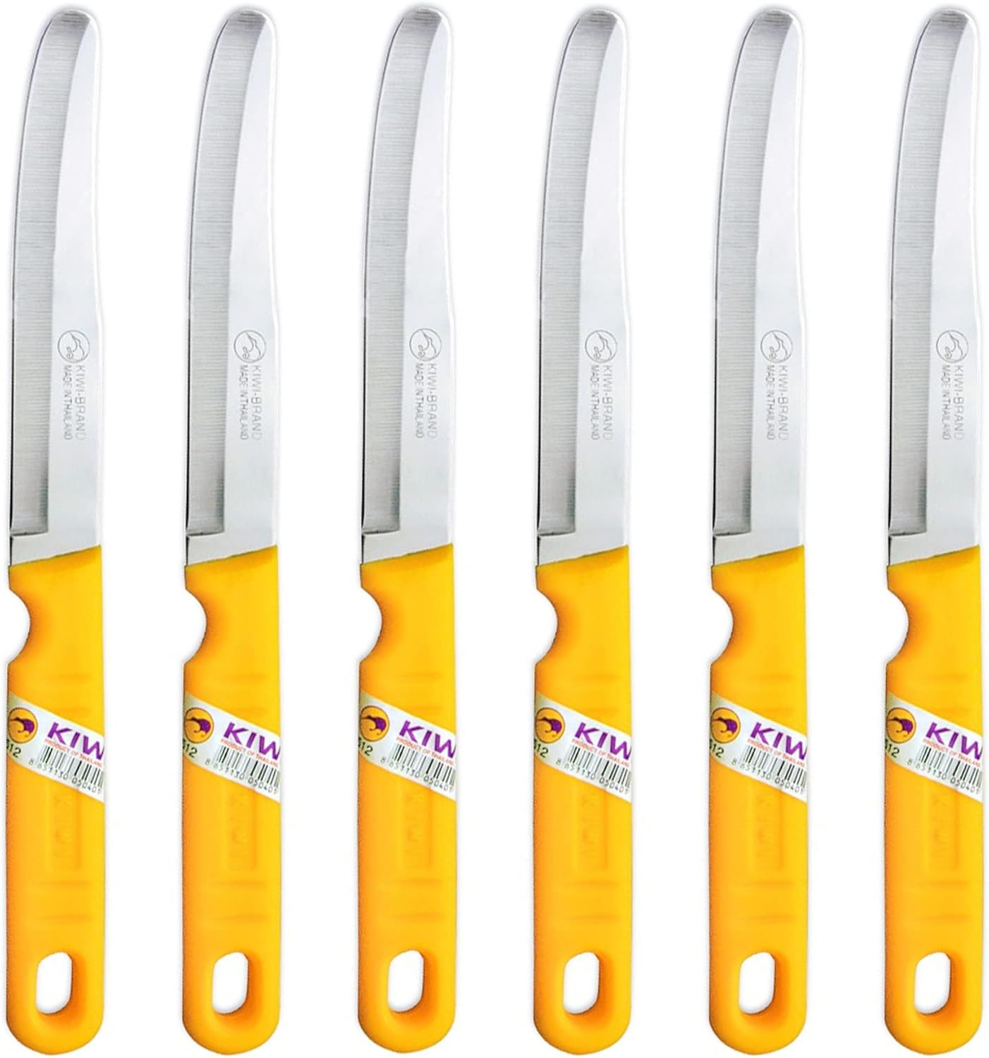 SET 512 6 piece Fruit Knives,Silver and Yellow