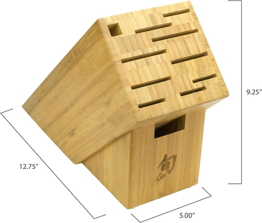 Shun Bamboo Knife Block, 11 Slot Large Knife Holder, Made from Genuine Bamboo, Kitchen Storage for Professional and Home Chefs