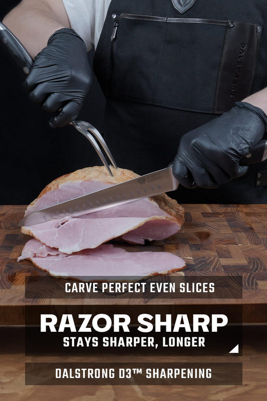 Slicing Brisket Knife Set Meat Fork - High-Carbon German Steel - G10 Handle - Sheath - Knife Set - Gladiator Series Butcher Knife -Carving Knife - Slicer Boning Knife for Meat Cutting - NSF