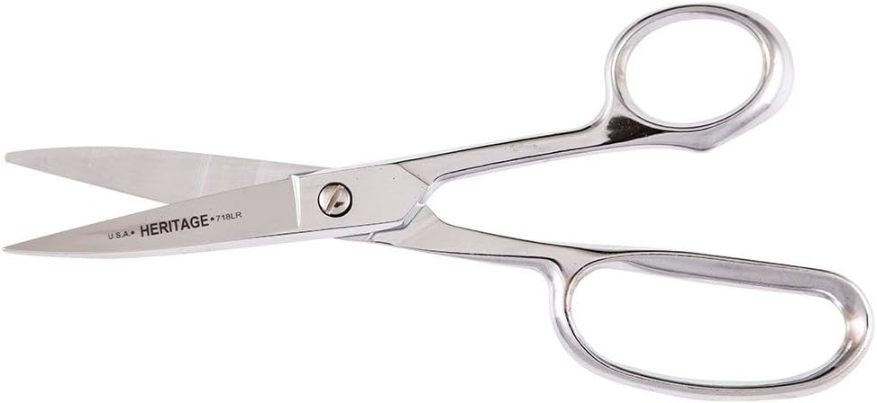 718LR Scissors, Made in USA, Heavy Duty Shear Cuts Fabric, Rubber, Poultry, Light Metal, and More, High-Leverage, Ergonomic Snips, 8-5/8-Inch
