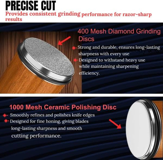 Rolling Knife Sharpener Kit - Magnetic Rolling Sharpener for Knives with 15 & 20 Degree Angles – Rolling Stone Pro Sharpener for Kitchen & Pocket Knives - Ideal Gift for Christmas.