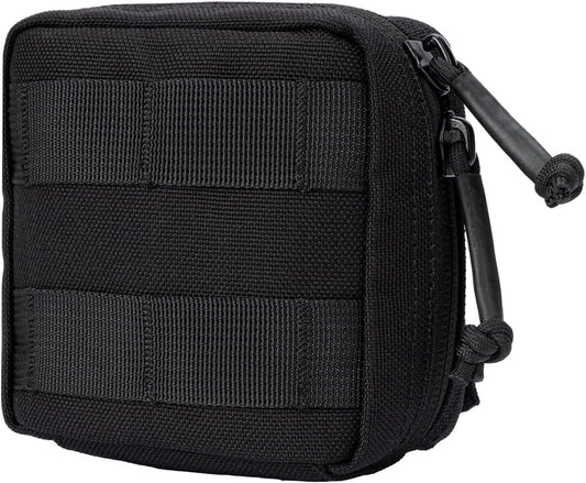 Small MED Kits Holder Duty Belt Gloves Pouch MOLLE Tactical Vest Nasal Spray Case Compact IFAK Carrier Backpack Wallet Cards Knife Gadgets Mini EDC Organizer Bag w/Removeable Clear ID Pocket