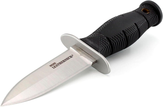 Cold Steel Mini Leatherneck Double Edge Spear Point Compact Lightweight 3.5" 8CR13MOV Steel Fixed Blade Outdoor Hunting Utility Knife, 3.25" Textured Ergonomic Kray-Ex Handle, Secure-Ex Sheath