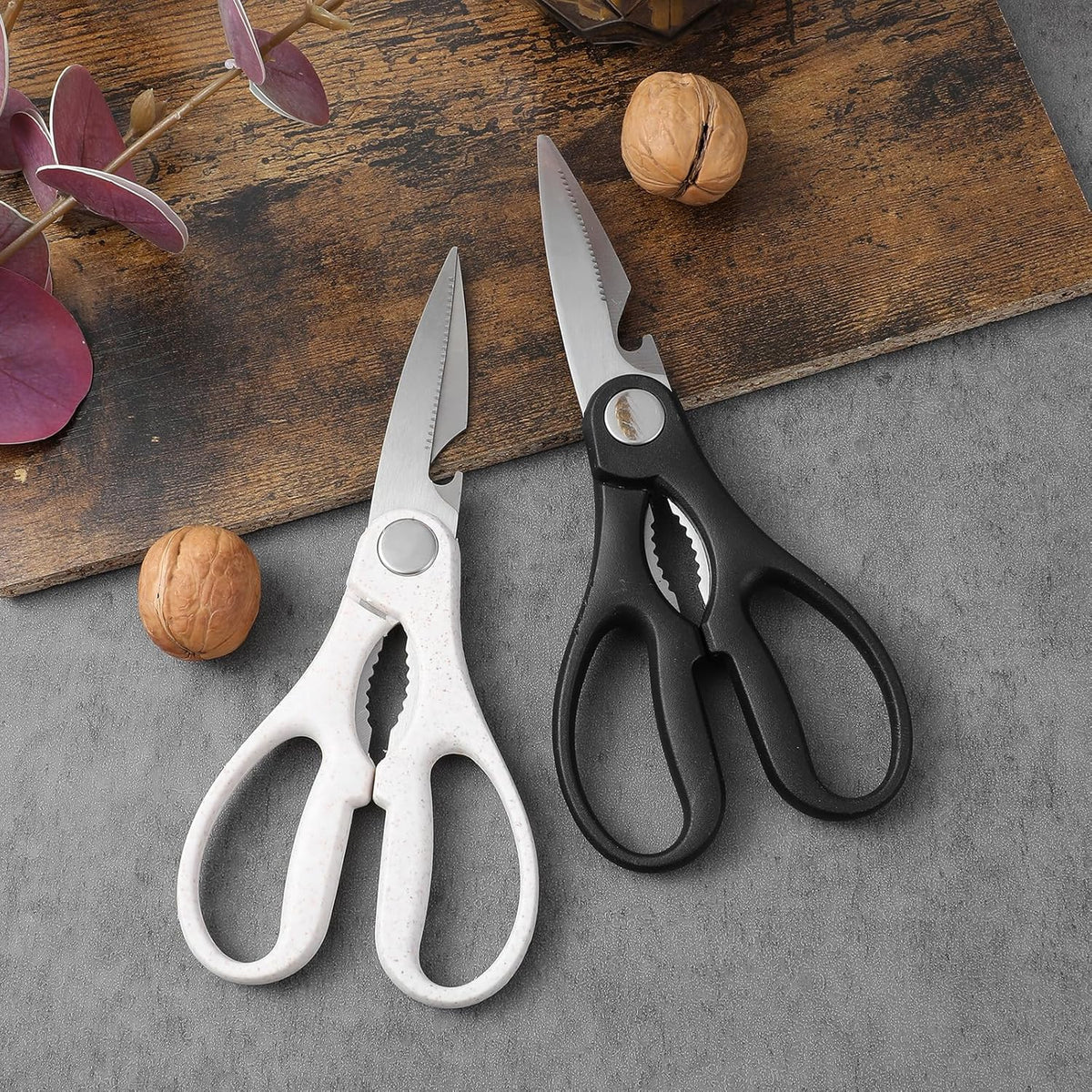 2Pcs Kitchen Scissors All Purpose Shears Heavy Duty Come Apart Poultry Shears Stainless Steel Cooking Utensils Gadgets Soft Grip Comfort Handle for Meat Chicken Fish Poultry