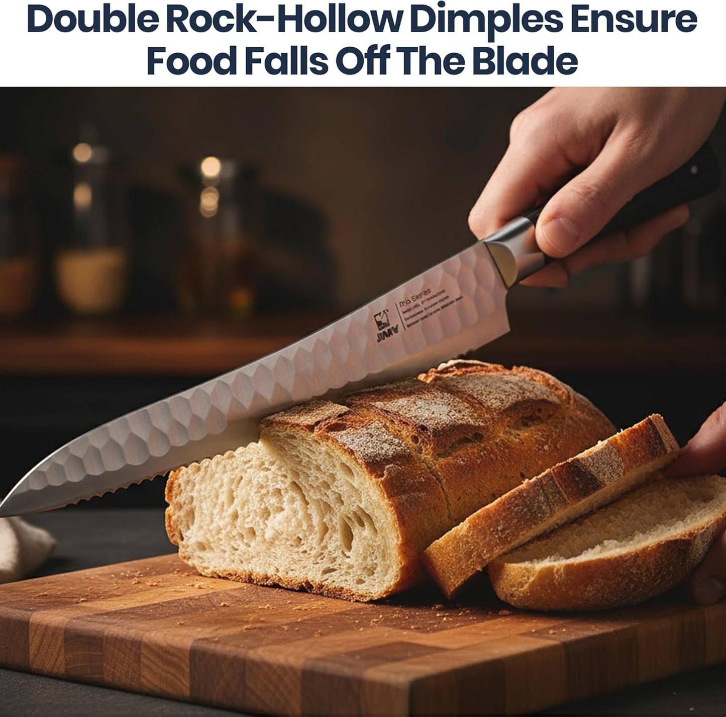 10'' Serrated Bread Knife for Homemade Sourdough with Sharpening Rod – Ultra Sharp Japanese J2 Stainless Steel Blade, Full Tang Design & Ergonomic Handle