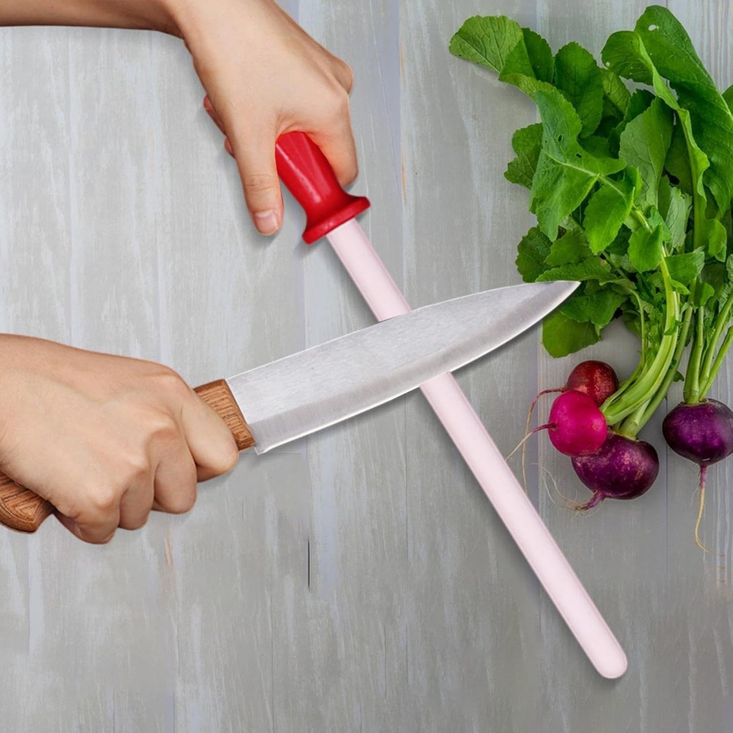 Sharpeners Bar Kitchen Knife Sharpening Rod Ceramic Grinding Honing Tool Non Slip Handle Suitable for Home Knife Maintenance, 37.5cm
