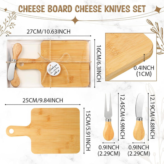 16 Set Wedding Bridal Shower Cheese Board Party Favors Wooden Mini Charcuterie Boards and Knives Set with Thank You Tags Bamboo Board Gifts for Guests Valentine Bridal Birthday Party(Rectangle)