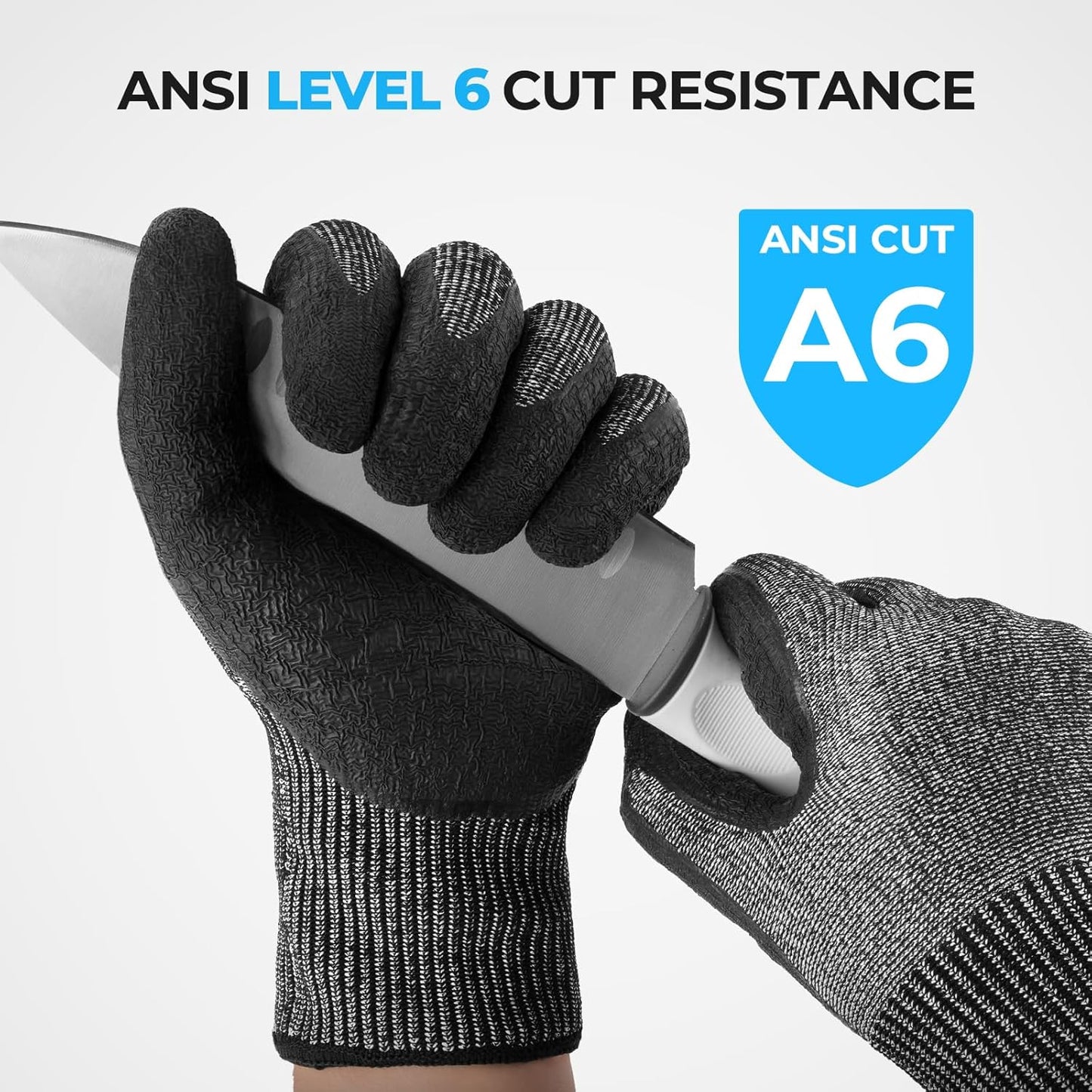 Kut Safe Cut Resistant Fishing Gloves for Men & Women | ANSI Level 6 Cut Protection, Ideal for Filleting, Outdoor, HPPE & Metal knit, Non-Slip Rubber palm, Easy-Clean Texture