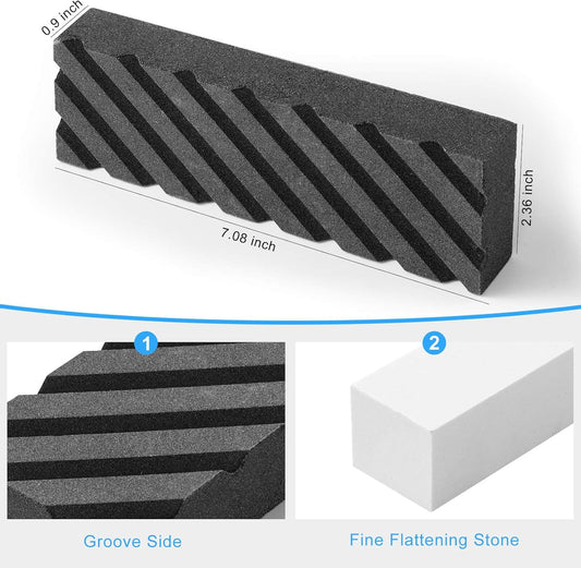 Dual Grit Coarse/Fine Flattening Stone Set - Two Sharpening Stones Flattener - Whetstone Fixer with Grooves for Re-Levelling Any Whet stones, Oil Stones, Waterstones