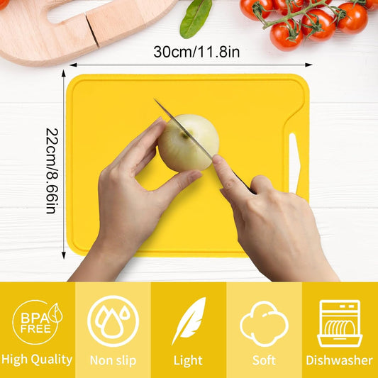 Silicone Cutting Boards for Kitchen 11.8''x 8.6'', BPA Free Flexible Cutting Mat for Meat Vegetables Fruit, Cutting Boards for Kitchen Dishwasher Safe