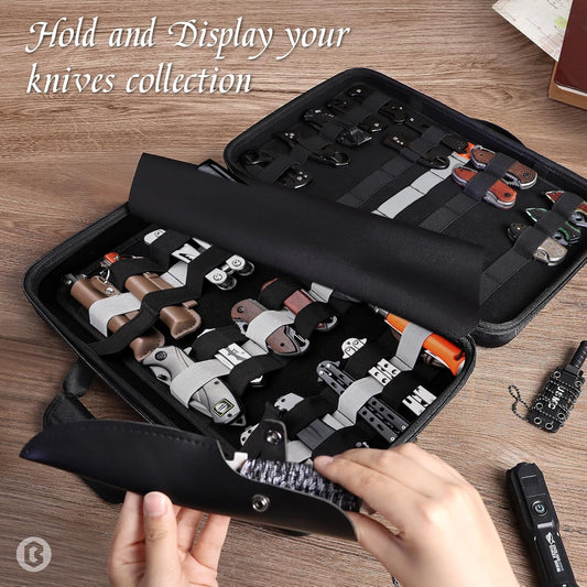 Knife Display Case, Knife Case for 61+ Pocket Knives (Box Only) | Collection Box with Portable Shoulder Strap, Knife Storage Items