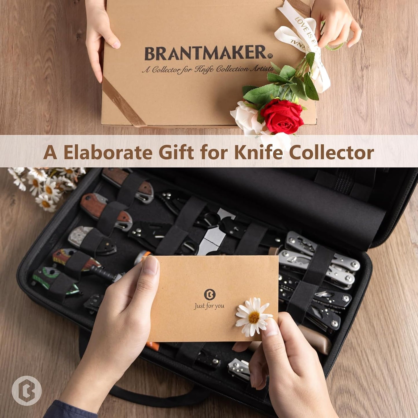 Knife Display Case, Knife Case for 61+ Pocket Knives (Box Only) | Collection Box with Portable Shoulder Strap, Knife Storage Items