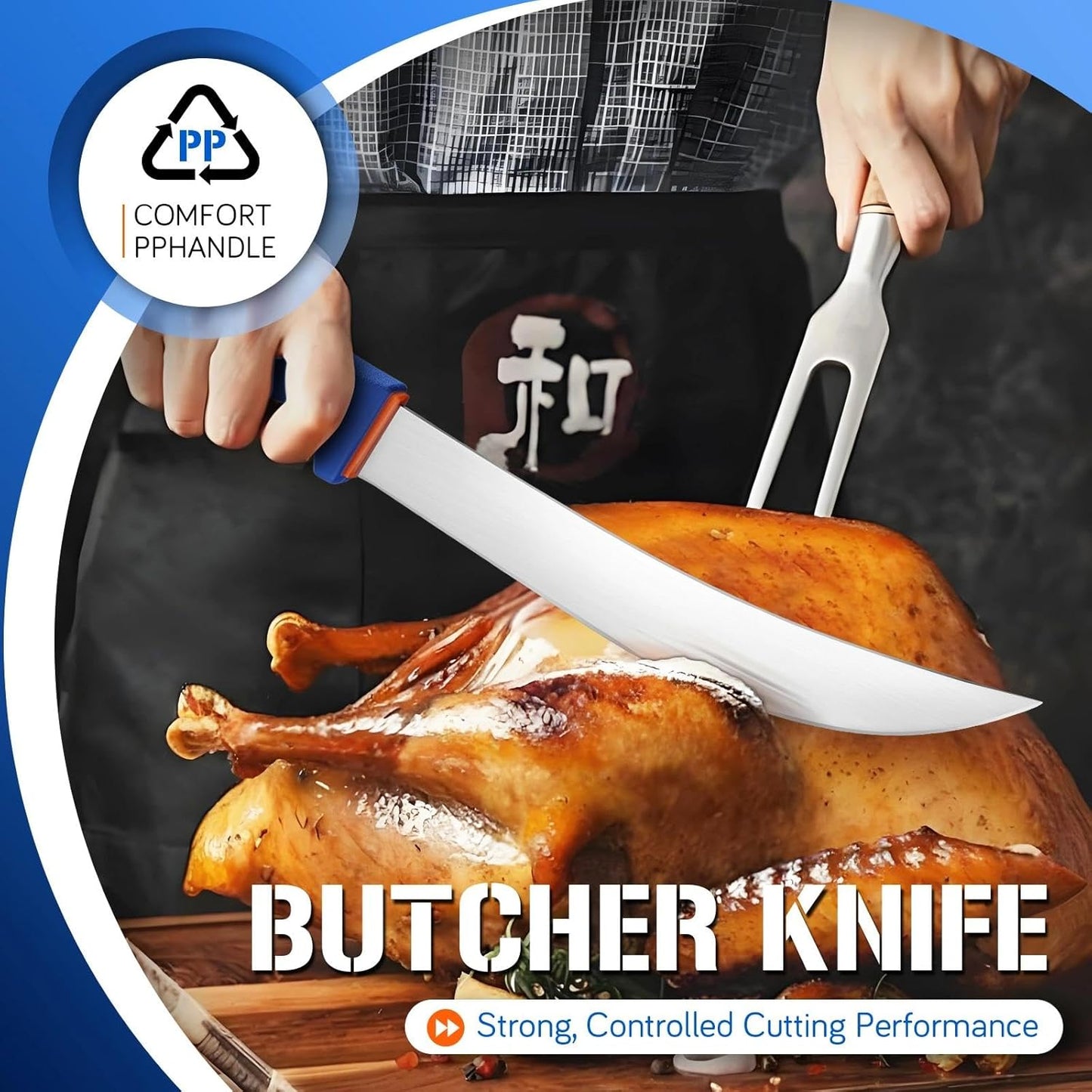 Premium Butcher Breaking Knife 8 Inch, Curved Caving and Slicing Knife in High Carbon Stainless Steel,Razor Sharp Birsket Knives,Cimeter Breaking Blade for Meat Cutting,Ideal Gift for Men