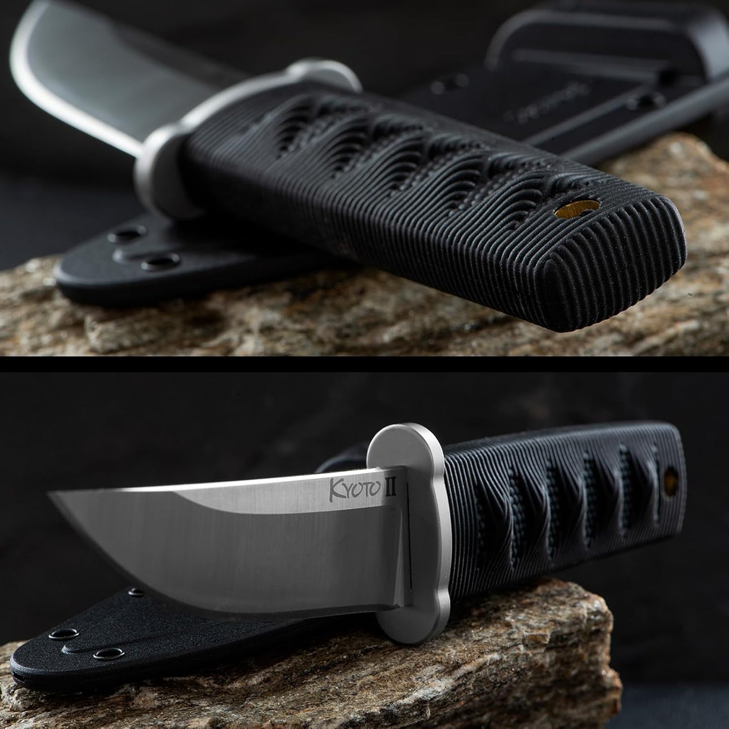 Cold Steel Kyoto 3.25" Durable Compact 8Cr13MoV Stainless Steel Fixed Blade Tanto Outdoor Hunting Utility Knife, 3 3/8" Textured Kray-Ex Handle, Sheath Included