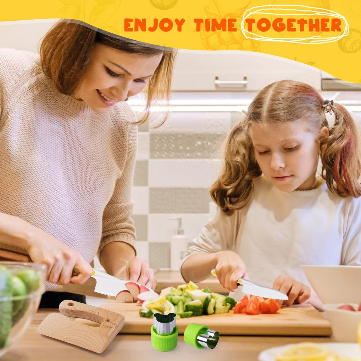 Kidz Safe Knife Set for Toddlerz Real Cooking - Toddlerz Knives Sets Kitchen Tools with Gloves Cutting Board Fruit Vegetable Crinkle Cutters