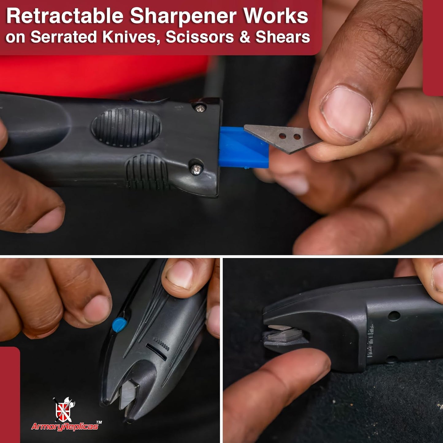 ™ - Samurai Shark Tungsten Carbide Knife Sharpener – Your Ultimate Blade Buddy for Every Task! Sharpen Scissors, Kitchen Knives, Lawn Tools, and More with Ease