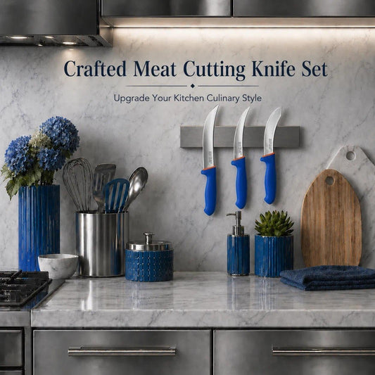 3 Pcs Butcher Knife Set, Stainless Steel Boning & Carving Knives, Sharp Kitchen Cutlery for Meat Cutting Trimming, Perfect for Home Kitchen, Outdoor Camping BBQ & Holiday Gift