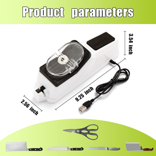 Electric Knife Sharpener,(USB) Double Sided Knife Sharpener,Quick Sharpening & Polishing,with Protective Cover.(5pcs grindstone)