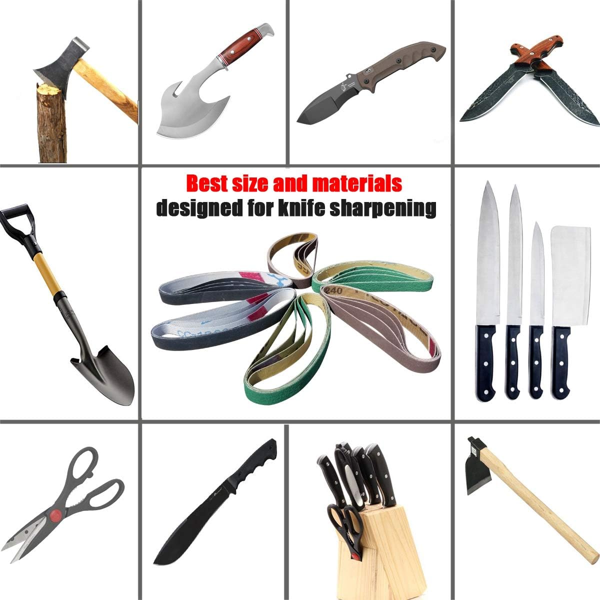 24 Pack 1/2" x 12" Replacement Sharpening Belt Kit for Official Work Sharp (WSKTS & WSKTS-KT/Mk.1 & Mk.2) Knife & Tool Sharpener - 80/120/240/400/1000/1200 Grits Sander Belt