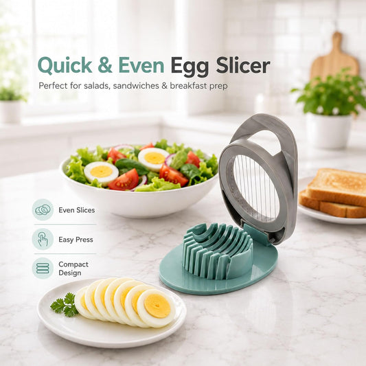Egg Slicer for Boiled Eggs Strawberry Cutter with Stainless Steel Wire (Green)
