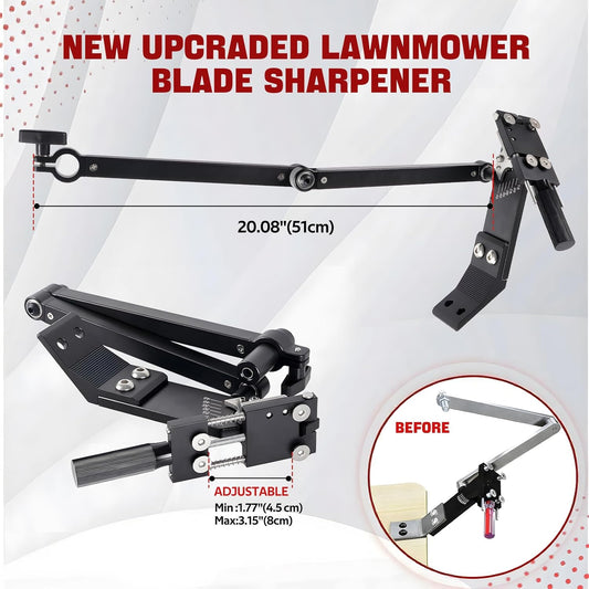 New Upgrade Large Size Mower Blade Sharpener Model 5005 | 15°-45° Adjustable Frame with Ball Bearing 25mm Enlarged Handle Lawn Mower Blade Sharpener for All Lawnmower Blades Black