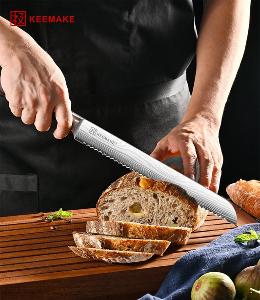 10 Inch Bread Knife for Homemade Bread - Ultra Sharp for Serrated Sourdough, Crusty Artisan Loaves, Bagels & Cake, High Carbon Stainless Steel Slicing Knife with Cover & Dad Gift Box