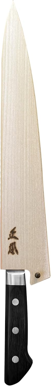 Sujihiki Slicing Knife Sheath 9.5" (240mm) for VG and AT Series, Japanese Slicer Knife Saya with Pin, Wooden Kitchen Knife Protect Cover, Japanese Natural Magnolia Wood, Made in JAPAN