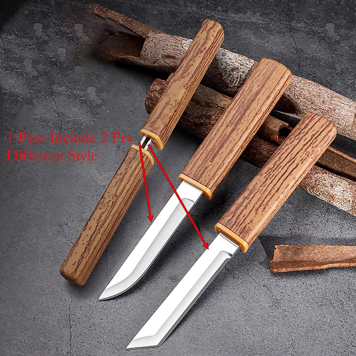 4 Pcs Paring Knife with Wooden Handle, 7.2 Inch Stainless Steel Sharp Fruits and Vegetable Knives for Kitchen, Party, Travel and Outdoors (Brown)