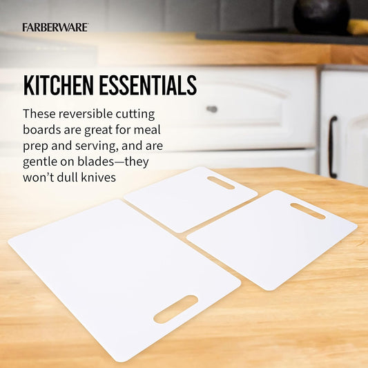 Cutting Boards for Kitchen, 3-Piece Poly Board Set, Reversible Plastic Cutting Boards, Dishwasher Safe, Odor and Stain Resistant, Gentle on Knives, 8.5x11, 9x13, 11x16 Inch