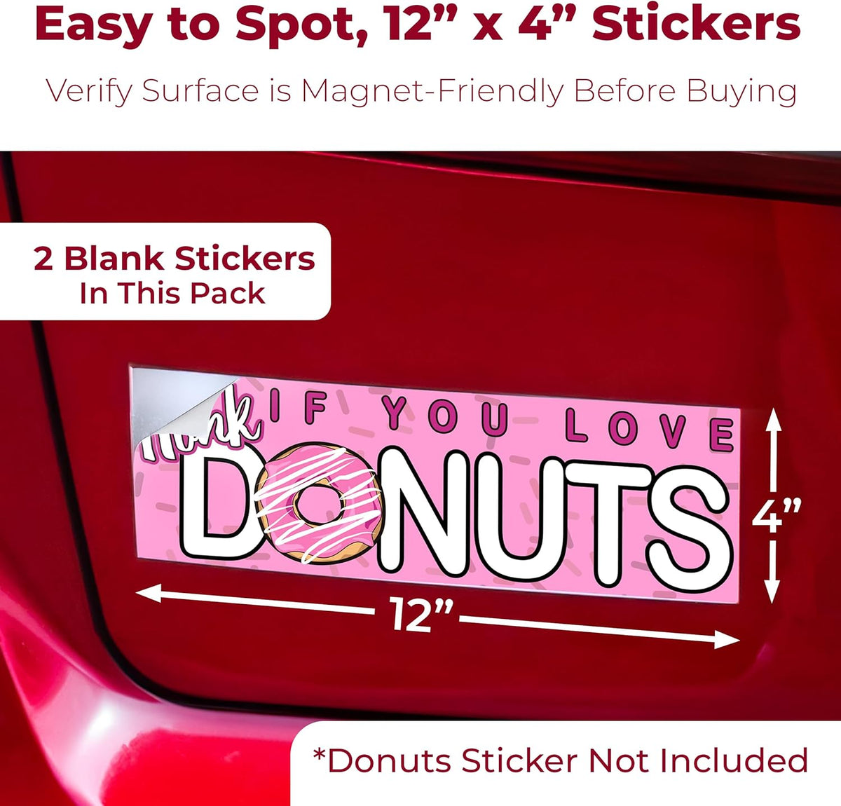 Cut-to-Size Bumper Sticker Magnetizer 4 Pack: Turn Any Decal Into a Strong Magnet. Durable & Weatherproof Magnetic Strip Protects Paint & Allows for Easy Swaps. Flexible 4x12 Sheet Guaranteed to Stick