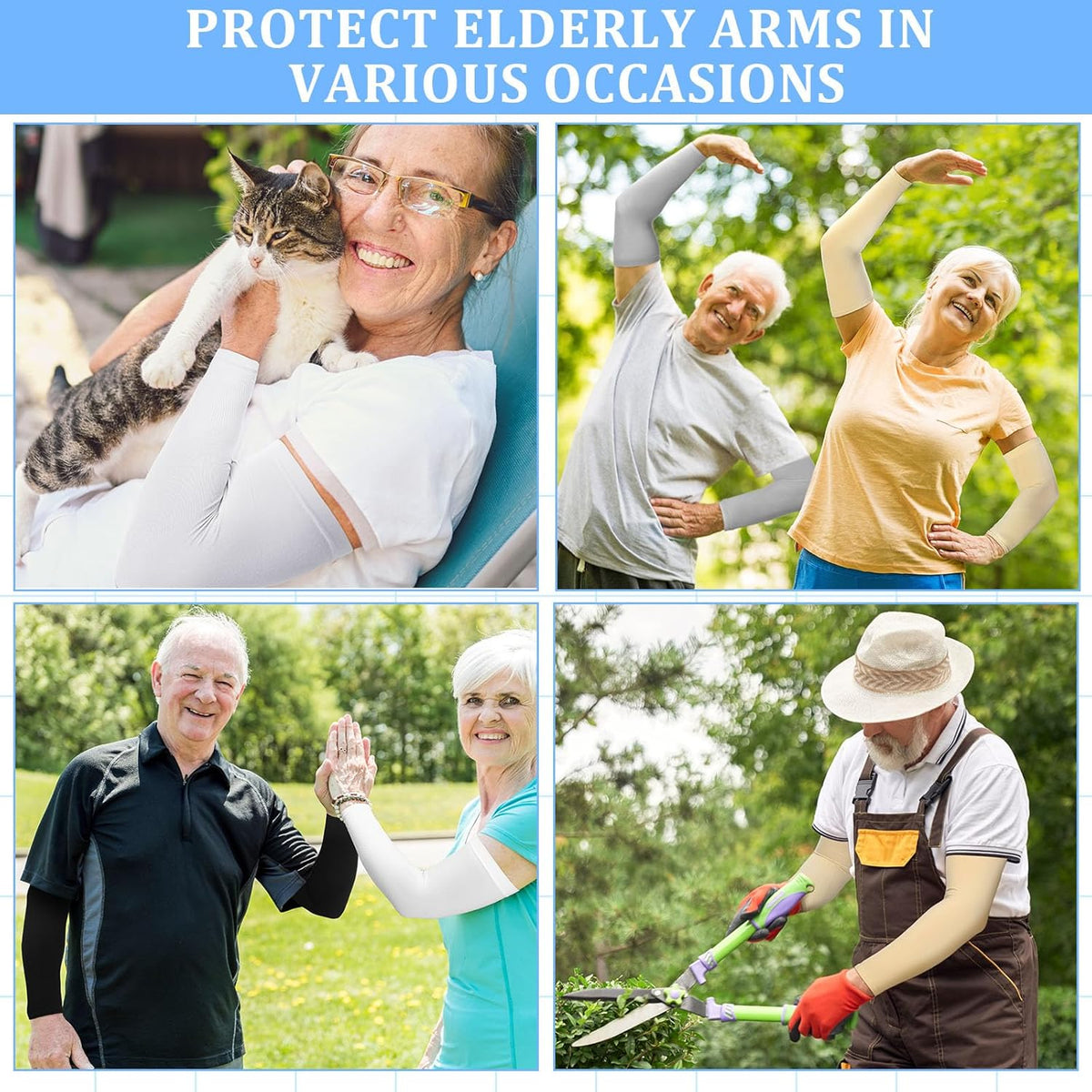 8 Pairs Elderly Skin Thin Protector Sleeves Bruise Abrasions Protective Arm Sleeve