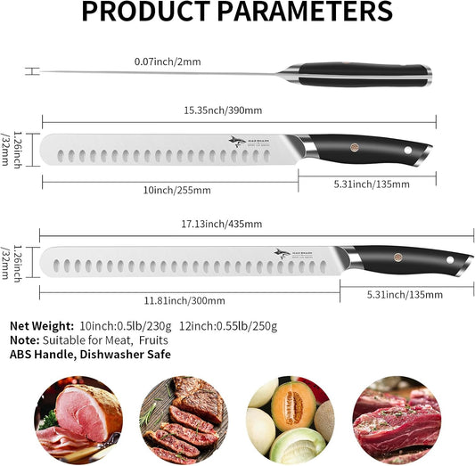 Brisket Slicing Knife, 10 inch BBQ Knife Razor Sharp Curved Butcher Breaking Knives for Meat Cutting, knives for men with Gift Box
