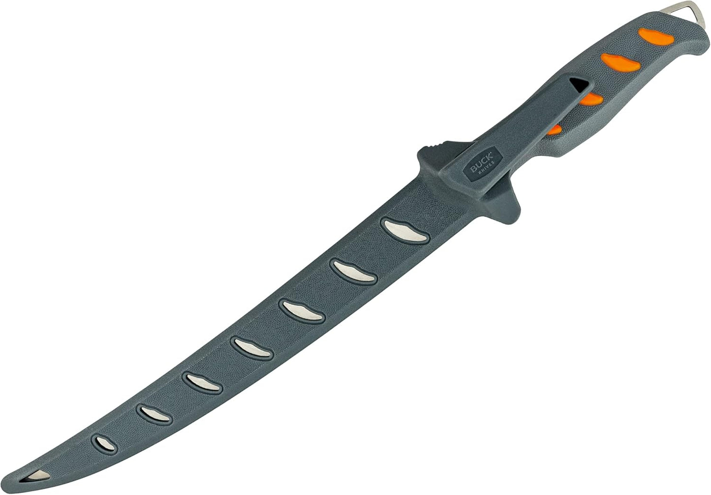 146 Hookset Freshwater Fishing Fillet Knife with Anti-Slip Rubber Handle and Plastic Sheath, 9" Fixed Blade