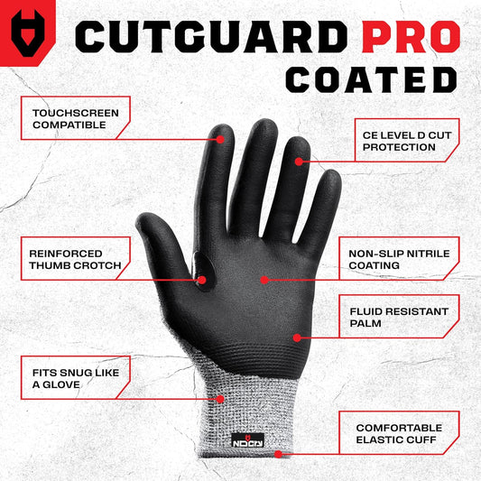 Cut Resistant Work Gloves For Men & Women, Nitrile Waterproof Palms | Touchscreen, Reinforced Thumb Crotch, Breathable Knit, Jobsite and Workshop Protection, Professional Cut Proof Work Gloves