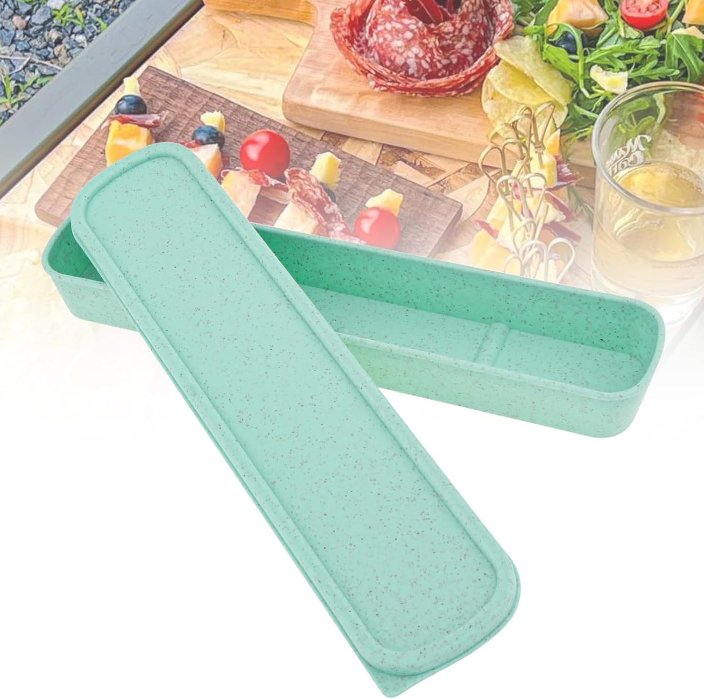 1pcs Portable Flatware Box Travel Tableware Storage Case Box, Utensil Case Flatware Storage Box for Cutlery Kit, 9.84 x 2.40 inch (Pink)