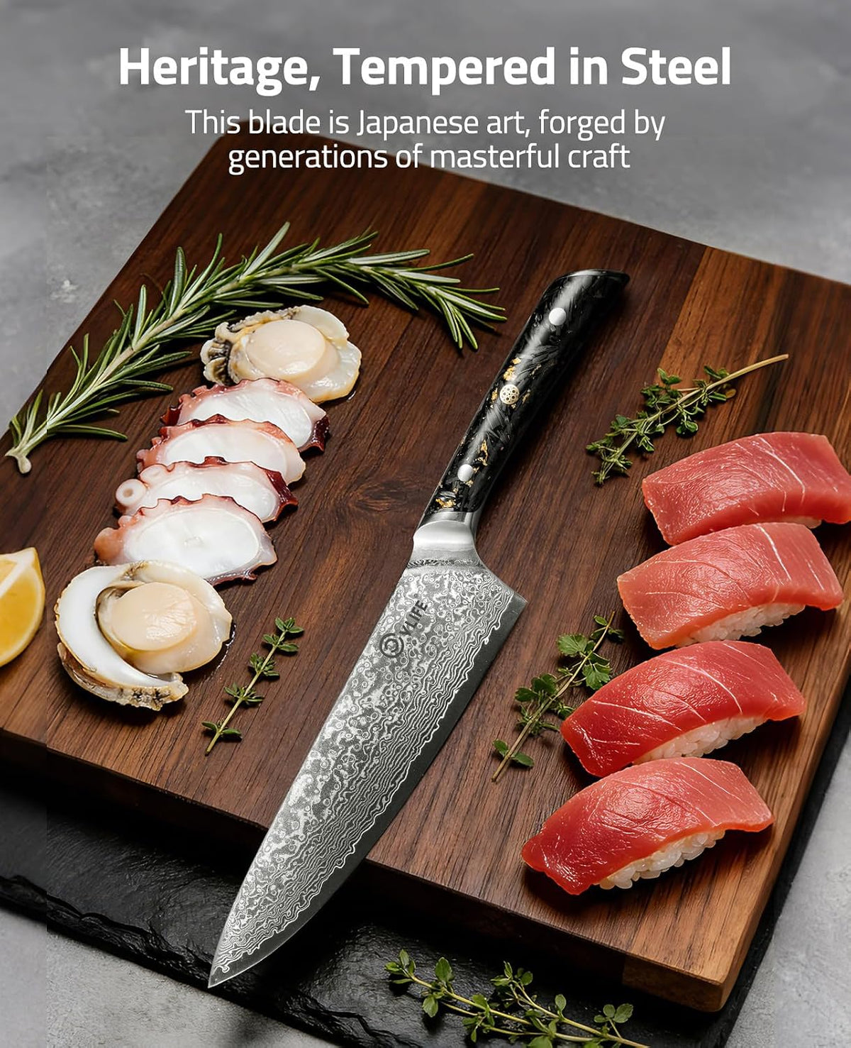 Chef Knife, 8 Inch Damascus Knife with Japanese High Carbon 10Cr15Mov Core, Full Tang Ergonomic Handle for Balance & Control, Razor Sharp Kitchen Knife for Cooking with Sheath & Box