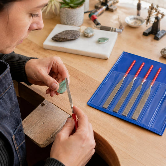 Drilax 6-Pc Diamond File Set, Flat Hand Files (40–600 Grit) Heavy-Duty Diamond Sharpening & Finishing Tools for Glass, Jewelry, Stone, Metal Precision Craft Files for DIY, Workshop & Professional Use