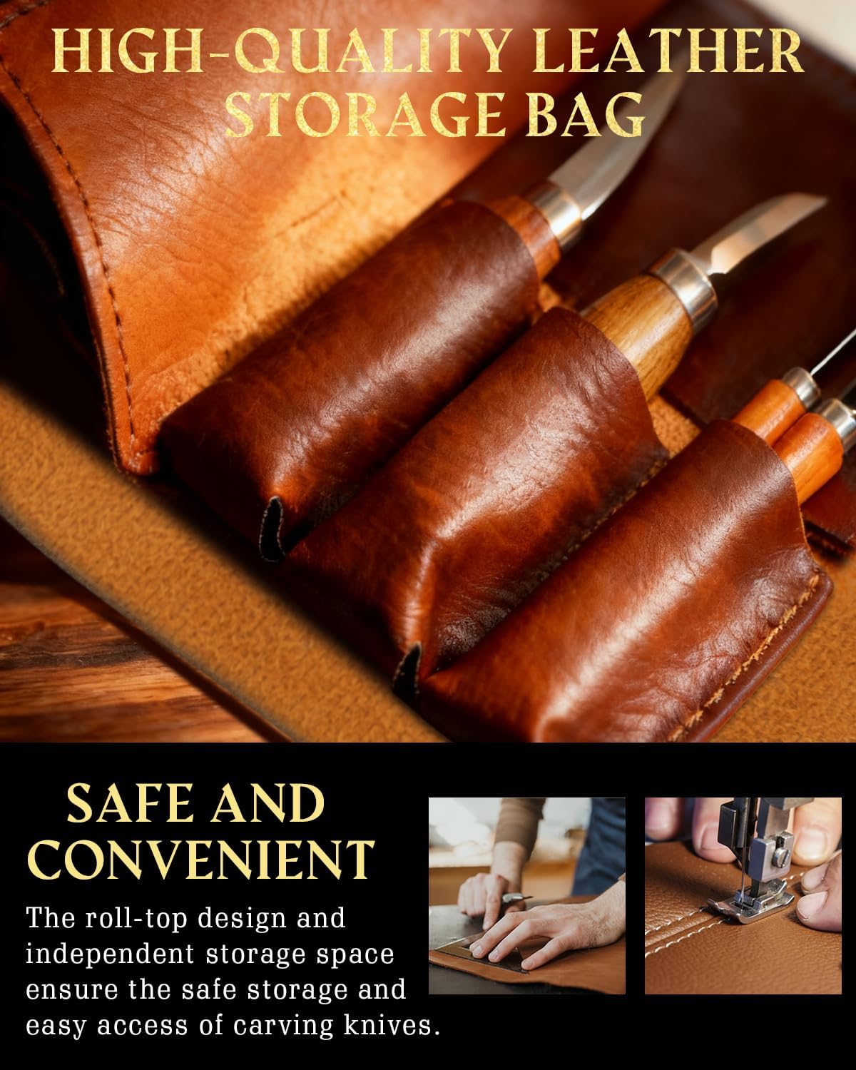 Wood Carving Kit Whittling Kit: Wood Carving Knife Tools with Leather Case