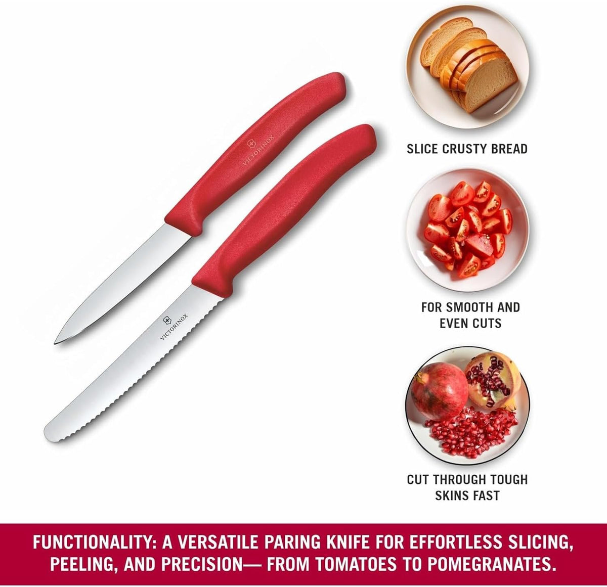 Swiss Classic 2 Piece Paring Knife Set, Serrated & Straight Edge