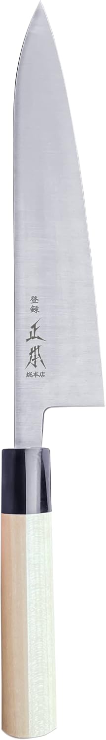 SW Japanese Gyuto Chef's Knife with Sheath 8.2" (210mm) Made in JAPAN, Professional Kitchen Chef Knife, Ultra Sharp Swedish Stainless Steel Blade, Wood Wa Handle, Black Ferrule