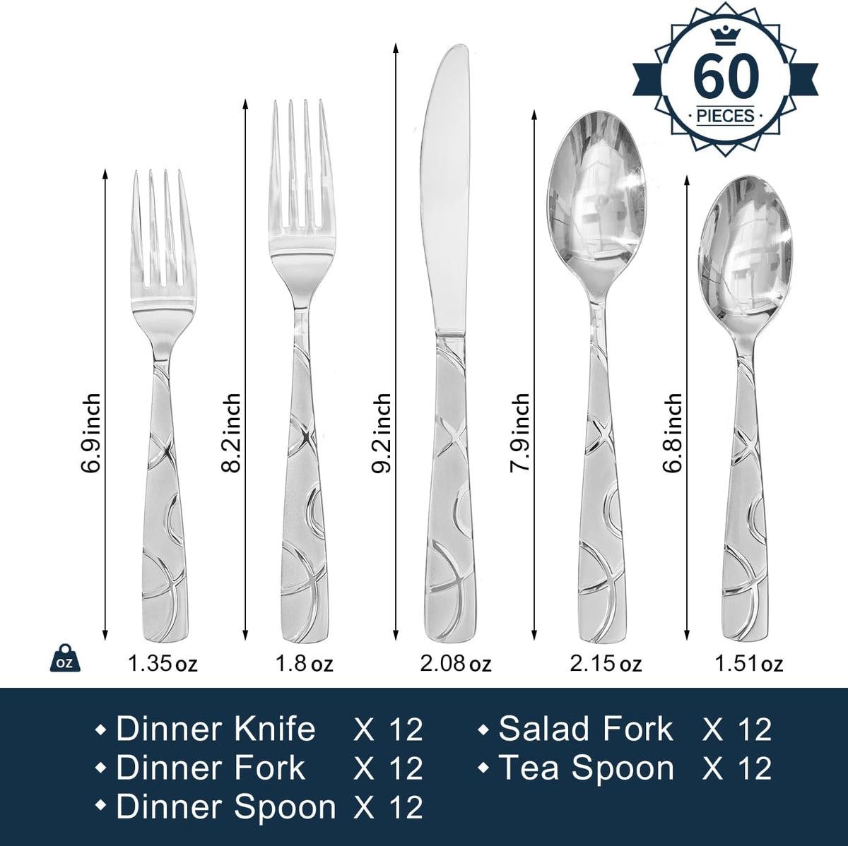 40PCS Stainless Steel Silverware Set, Modern Flatware Set for Kitchen, Mirror Polished Cutlery Set with Forks, Spoons and Knives,Dishwasher Safe