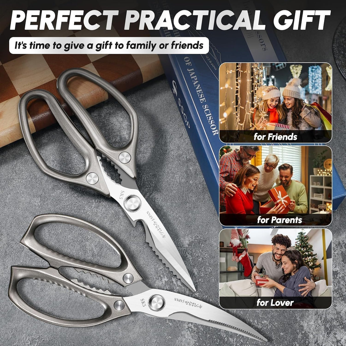 Heavy Duty Kitchen Shears Set - All Purpose Meat Scissors for Food