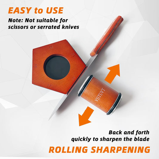 Rolling Knife Sharpener Kit with 5 Sharpening Angles(12°,15°,17°,19°,22°) for Easy Knife Sharpening, Kitchen Knife Sharpener Suitable as Kitchen Gadgets & Gifts(Brown)